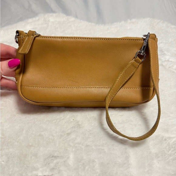 Y2K Coach Demi Hampton Rare Mini Saddle Leather TanCamel Shoulder Purse Wristlet - Picture 13 of 16